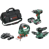 Bosch Powertools PSR 1800 Li-2+ PST 18 Li+ AdvancedOrbit 18 Akku-Maschinen-Set 18.0 V