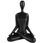 Present Time - Ornament Open Lotus - Schwarz - 15x11x21cm