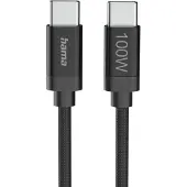 Hama Fabric, 3 m, USB C, USB C, USB 2.0, 0,48 Gbit/s, Schwarz