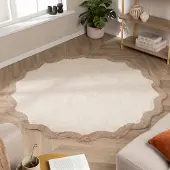 FRAAI Waschbarer Teppich Rund - Hazy Beige Creme Ø 80cm