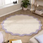 FRAAI Waschbarer Teppich Rund - Hazy Lila Creme Ø 80cm