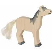 Holztiger Pferd, Kopf hoch, graue Mähne
