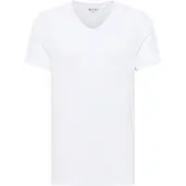 Mustang T-Shirt "Amado", Herren, Gr. 3XL, weiß, Jersey, Obermaterial: 95% Baumwolle, 5% Elasthan, Basic, V-Ausschnitt, Shirts T-Shirt