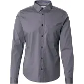 s.Oliver Langarmhemd , Herren, Gr. XL, N-Gr, dunkelgrau, Web, Obermaterial: 97% Baumwolle, 3% Elasthan, unifarben, slim fit normal, Manschette, Hemden Langarmhemd, mit Brusttasche