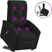 vidaXL Massagesessel mit Aufstehhilfe Schwarz Stoff