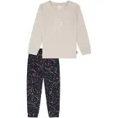 Schiesser Pyjama Mädchen Baumwolle beige bedruckt, 128 810711-0001-01280