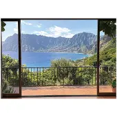 WALLARENA FOTOTAPETE 3D Effekt Fenster Meer Tapete Wohnzimmer 150x105