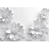 WALLARENA FOTOTAPETE 3D Effekt Blumen Grau Wohnzimmer Vlies Tapete 350x250