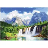 WALLARENA FOTOTAPETE 3D Effekt Wasserfall Berge Natur Tapete Wohnzimmer 150x105