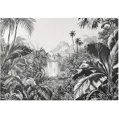 WALLARENA FOTOTAPETE Dschungel Wald Schwarz Weiß Tapete Wohnzimmer Schlafzimmer 350x250