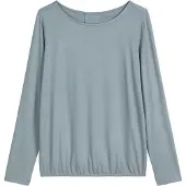 Marc O'Polo Longsleeve , Damen, Gr. L, slate blau, Jersey, Obermaterial: 94% Viskose, 6% Elasthan, regular fit normal, U-Boot-Ausschnitt, Shirts Longsleeve