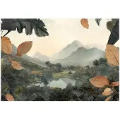 WALLARENA FOTOTAPETE Berge Natur Wald Vlies Tapete Wohnzimmer 250x175