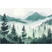 WALLARENA FOTOTAPETE Wald Berge Natur Vlies Tapete Wohnzimmer 350x250