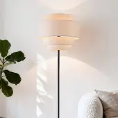 LumenXL Moderne Stehleuchte Zhuo schwarz mit Leinenkappe