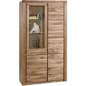 Massivart Vitrine mit Glastür Wildeiche teilmassiv geölt Breite 108 cm - FREYJA