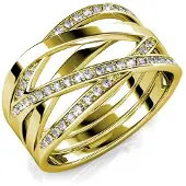 MYC Paris Criss Cross Ring - Gold und Kristall