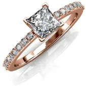 MYC Paris Einfacher quadratischer Ring - Roségold und Kristall