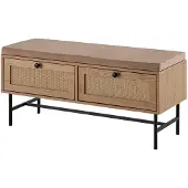 Wohnling Garderobenbank Eiche Holzdekor - Polyrattan B 100 x H 48 cm - RATVAN
