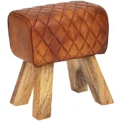 Wohnling Sitz- & Fußhocker Echtleder braun - Mango massiv lackiert - RIST