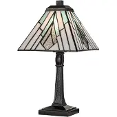 Elstead Lighting Elstead Alderley Tischlampe E14 Vintage-Bronze Tiffanyglas