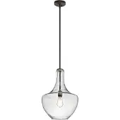 Kichler Everly Zeitgenössische Aufhängung Stahl Bronze Antik Glas 1 Licht E27