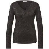 Street One Langarmshirt im Glitzer-Look und ot Herz-Ausschnitt