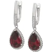 Faina Women Drop Earrings in Silver Red | Gr.: onesize