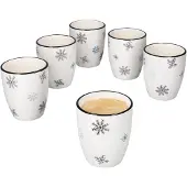 MamboCat 6x Olove Mokkabecher ohne Henkel 120ml Steingut Schneeflocke Weihnachten Tasse