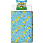 Pokémon Bettwäschegarnitur – POKEMON – Pikachu und seine Freunde – Blau – Mikrofaser – 1 Bettbezug 140 x 200 cm + 1 Kissenbezug 63 x 63 cm