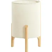 Light & Living Tischlampe Litto Ø 22 cm – Holzoptik mit Naturleinen