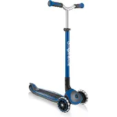 Globber MASTER LIGHTS – Tretroller Kinder, 125/80 mm, ABEC 5, 3-rädrig, höhenverstellbar, LED-Leuchtrollen, dunkelblau