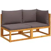 vidaXL Gartensofa mit Kissen 2-Sitzer Holz Akazie & Seil