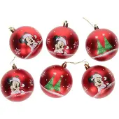 Safta Christmas Balls 8 Cm Pack 6 Mickey Mouse Happy Smiles Mehrfarbig