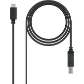 Nanocable USB 2.0, 1m, 1 m, USB C, USB B, USB 2.0, 0,48 Gbit/s, Schwarz