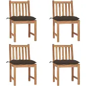 vidaXL Gartenstühle 4 Stk. mit Kissen Massivholz Teak