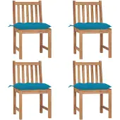 vidaXL Gartenstühle 4 Stk. mit Kissen Massivholz Teak