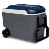 OEM Mobile Kühlbox 38L Grau/Blau mit Rädern und Teleskophandgriff, wetterbeständig