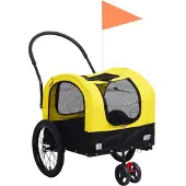 vidaXL 2-in-1 Fahrradanhänger für Hunde und Buggy Gelb und Schwarz