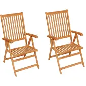 vidaXL Gartenstühle 2 Stk. mit Grauen Kissen Massivholz Teak