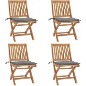 vidaXL Klappbare Gartenstühle mit Kissen 4 Stk. Massivholz Teak