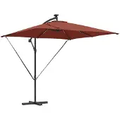 vidaXL Sonnenschirm mit LED-Lichtleisten Terrakotta 249 x 249 x 250 cm