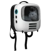 Cecotec Pumba 1800 Travel Fan, Fester Transportbox, Rucksack-Haustiertransportbox, Katze, Hund, 8 kg, Frontlader, Schwarz, Weiß