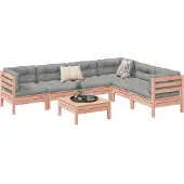 vidaXL 7-tlg. Garten-Sofagarnitur mit Kissen Massivholz Douglasie