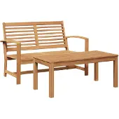 vidaXL Gartenbank und Tischset 2 Stück Braun Massivholz Teak