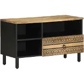 vidaXL TV-Schrank Schwarz 80x33,5x46 cm Raues Mangoholz