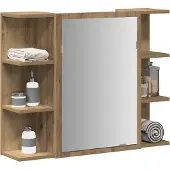 vidaXL Bad-Spiegelschrank Artisan-Eiche 80x20,5x64cm Holzwerkstoff