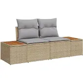 vidaXL Gartensofa Beige 184 x 62 x 85cm Poly-Rattan