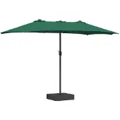 vidaXL Garten-Sonnenschirm Grün 385 x 209 x 244 cm Polyester und Stahl