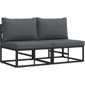 vidaXL Gartenmöbel 2 Stück Schwarz und Anthrazit 70 x 71,5 x 71 cm