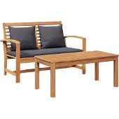 vidaXL Bank Braun und Dunkelgrau 110 x 66 x 76 cm Massivholz Teak
